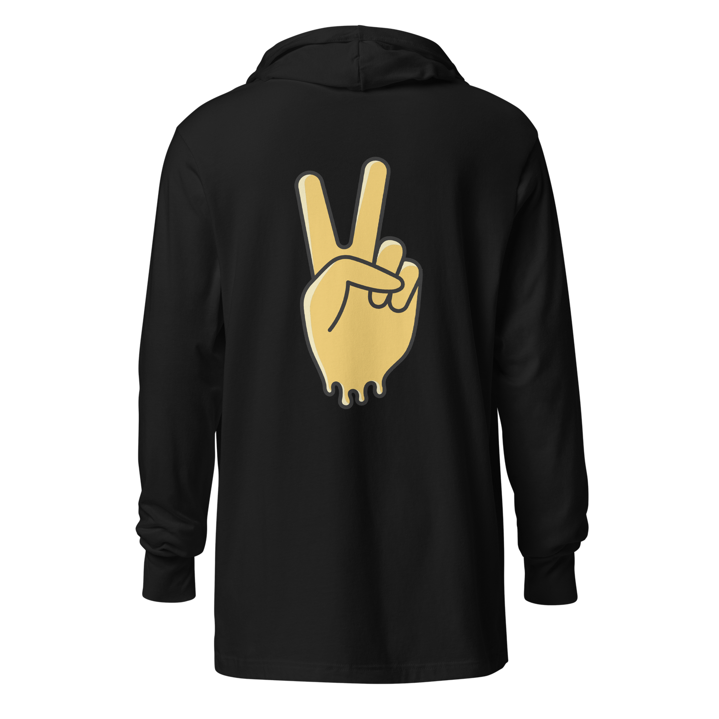 Custom Smiley Peace Hooded Long-sleeve Tee